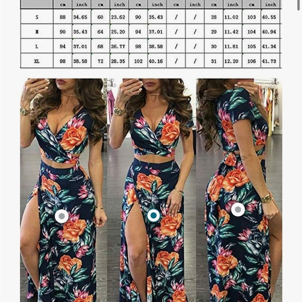 Blue and Orange Wrap Maxi Outfit with Slit - Picture 4 of 5